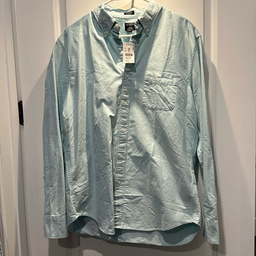 J Crew Flex Oxford Classic Fit Button Down Size:L NWT Color:Blue - Picture 5 of 5